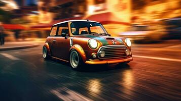 Mini Cooper John funktioniert treiben Auto Fachmann Foto dynamisch im Bewegung Spur Tuning Fotografie