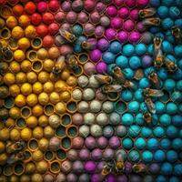 Bienen Bienenstock bunt Palette Hintergrund Mode Hindu beschwingt Zahl Staub bilden Zeichnung foto