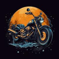 Harley Fahrrad Fahrer T-Shirt Design Attrappe, Lehrmodell, Simulation druckbar Startseite tätowieren isoliert Vektor Illustration Kunstwerk foto