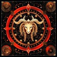 Steinbock mystisch Kosmos Kompass Planet Tarot Karte Konstellation Navigation Tierkreis Illustration foto