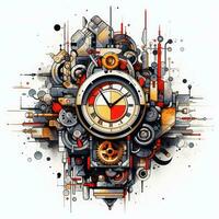 Uhren Uhr abstrakt Illustration tätowieren industriell Poster Kunst geometrisch Vektor Steampunk foto