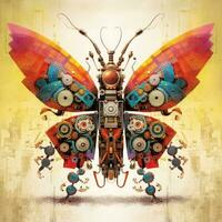 Schmetterling fliegen bunt abstrakt Illustration tätowieren industriell Poster Kunst geometrisch Vektor Steampunk Käfer foto