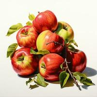 rot Apfel detailliert Aquarell Gemälde Obst Gemüse Clip Art botanisch realistisch Illustration foto
