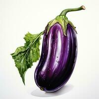 Aubergine detailliert Aquarell Gemälde Obst Gemüse Clip Art botanisch realistisch Illustration foto