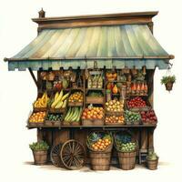 Korb Stand detailliert Aquarell Gemälde Obst Gemüse Clip Art botanisch realistisch Illustration foto