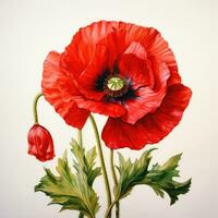 Mohn detailliert Aquarell Gemälde Obst Gemüse Clip Art botanisch realistisch Illustration foto