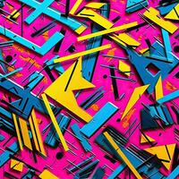 ausdrucksvoll Graffiti Neon- künstlerisch spielerisch Illustration Design drucken geometrisch Acid Formen Stil foto