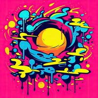 ausdrucksvoll Graffiti Neon- künstlerisch spielerisch Illustration Design drucken geometrisch Acid Formen Stil foto