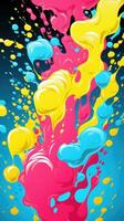 ausdrucksvoll Graffiti Neon- künstlerisch spielerisch Illustration Design drucken geometrisch Acid Formen Stil foto