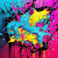 ausdrucksvoll Graffiti Neon- künstlerisch spielerisch Illustration Design drucken geometrisch Acid Formen Stil foto