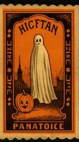 süß Porto Briefmarke retro Jahrgang 1930er Jahre Halloween Kürbis Farbe Illustration Scan Poster foto