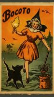 Hexe Frau süß Porto Briefmarke retro Jahrgang 1930er Jahre Halloween Kürbis Illustration Scan Poster foto