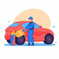 Auto Instandhaltung eben Vektor Clip Art Illustration Webseite Stil Beruf Job isoliert Sammlung foto