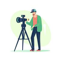 fotografieren Journalist eben Vektor Clip Art Illustration Webseite Stil Beruf Job isoliert foto