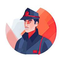 Feuerwehrmann eben Vektor Clip Art Illustration Webseite Stil Beruf Job isoliert Sammlung foto