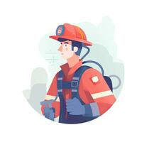 Feuerwehrmann eben Vektor Clip Art Illustration Webseite Stil Beruf Job isoliert Sammlung foto