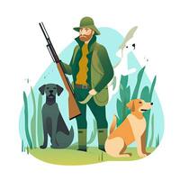 Gewehr Jäger Hunde eben Vektor Clip Art Illustration Webseite Stil Beruf Job isoliert foto