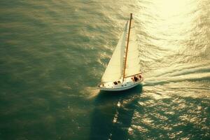 Yacht Boot Meer Segeln Wind Geschwindigkeit Navigation Freiheit Entspannung fließen romantisch Fotografie Antenne foto