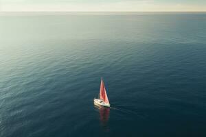 Yacht Boot Meer Segeln Wind Geschwindigkeit Navigation Freiheit Entspannung fließen romantisch Fotografie Antenne foto