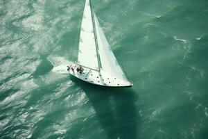 Yacht Boot Meer Segeln Wind Geschwindigkeit Navigation Freiheit Entspannung fließen romantisch Fotografie Antenne foto