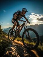 Fahrrad Reiten Foto Helm Berge Tourismus suchen Geschwindigkeit extrem Radfahren Freiheit Bewegung draußen