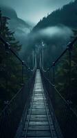 Brücke Berge Nebel launisch friedlich Landschaft Freiheit Szene schön Natur Hintergrund Foto