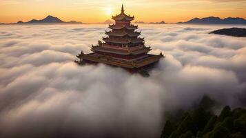 China Antenne Turm Antiquität Pagode friedlich Landschaft Freiheit Szene schön Hintergrund Foto