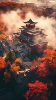 China Antenne Turm Antiquität Pagode friedlich Landschaft Freiheit Szene schön Hintergrund Foto