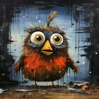 wütend Vogel wütend wütend Porträt ausdrucksvoll Illustration Kunstwerk Öl gemalt Porträt skizzieren tätowieren foto