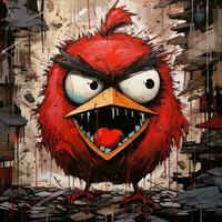 wütend Vogel wütend wütend Porträt ausdrucksvoll Illustration Kunstwerk Öl gemalt Porträt skizzieren tätowieren foto
