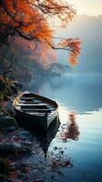 Boot See Herbst Ruhe Anmut Landschaft Zen Harmonie sich ausruhen Ruhe Einheit Harmonie Fotografie foto