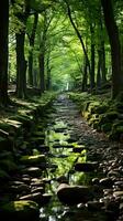 Wald Fluss Stille Ruhe Anmut Landschaft Harmonie sich ausruhen Ruhe Einheit Harmonie Fotografie foto