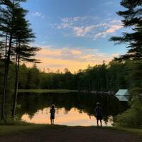 Lager Sonnenuntergang Zelt Ruhe Anmut Landschaft Zen Harmonie sich ausruhen Ruhe Einheit Harmonie Fotografie foto