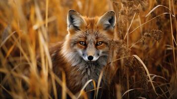 Niederländisch Fuchs versteckt Raubtier Fotografie Gras National geografisch Stil 35mm Hintergrund Dokumentarfilm foto