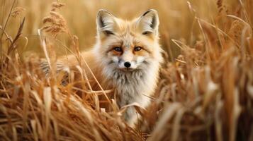 Niederländisch Fuchs versteckt Raubtier Fotografie Gras National geografisch Stil 35mm Hintergrund Dokumentarfilm foto