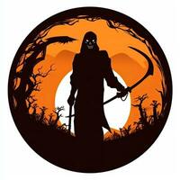 Sensenmann Tod Halloween Clip Art Illustration Vektor T-Shirt Design Aufkleber Schnitt Sammelalbum tätowieren foto