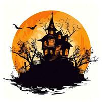 Vampir Schloss Haus Halloween Clip Art Illustration Vektor T-Shirt Design Schnitt Sammelalbum tätowieren foto