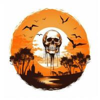 Zombie Schädel Halloween Clip Art Illustration Vektor T-Shirt Design Aufkleber Schnitt Sammelalbum tätowieren foto