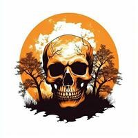 Zombie Schädel Halloween Clip Art Illustration Vektor T-Shirt Design Aufkleber Schnitt Sammelalbum tätowieren foto