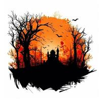 Vampir Schloss Haus Halloween Clip Art Illustration Vektor T-Shirt Design Schnitt Sammelalbum tätowieren foto