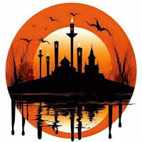 Vampir Schloss Haus Halloween Clip Art Illustration Vektor T-Shirt Design Schnitt Sammelalbum tätowieren foto