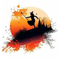 Hexe Halloween Clip Art Illustration Vektor T-Shirt Design Aufkleber Schnitt Sammelalbum Orange tätowieren foto