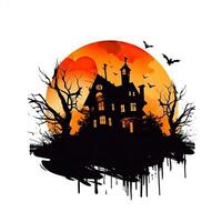 Vampir Schloss Haus Halloween Clip Art Illustration Vektor T-Shirt Design Schnitt Sammelalbum tätowieren foto