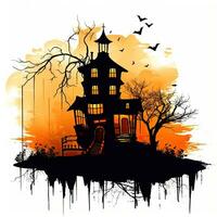 Vampir Schloss Haus Halloween Clip Art Illustration Vektor T-Shirt Design Schnitt Sammelalbum tätowieren foto