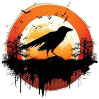 Rabe Halloween Clip Art Illustration Vektor T-Shirt Design Aufkleber Schnitt Sammelalbum Orange tätowieren foto