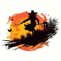 Hexe Halloween Clip Art Illustration Vektor T-Shirt Design Aufkleber Schnitt Sammelalbum Orange tätowieren foto