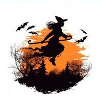 Hexe Halloween Clip Art Illustration Vektor T-Shirt Design Aufkleber Schnitt Sammelalbum Orange tätowieren foto