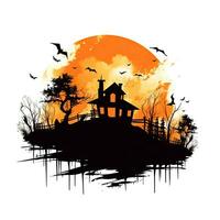 Vampir Schloss Haus Halloween Clip Art Illustration Vektor T-Shirt Design Schnitt Sammelalbum tätowieren foto