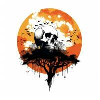 Zombie Schädel Halloween Clip Art Illustration Vektor T-Shirt Design Aufkleber Schnitt Sammelalbum tätowieren foto