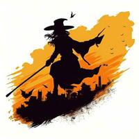 Hexe Halloween Clip Art Illustration Vektor T-Shirt Design Aufkleber Schnitt Sammelalbum Orange tätowieren foto